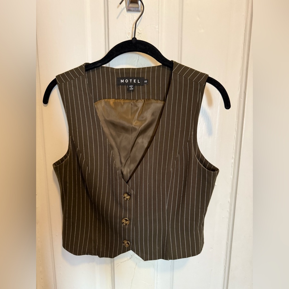 Motel Rocks Brown Pinstripe Women's Vest Top